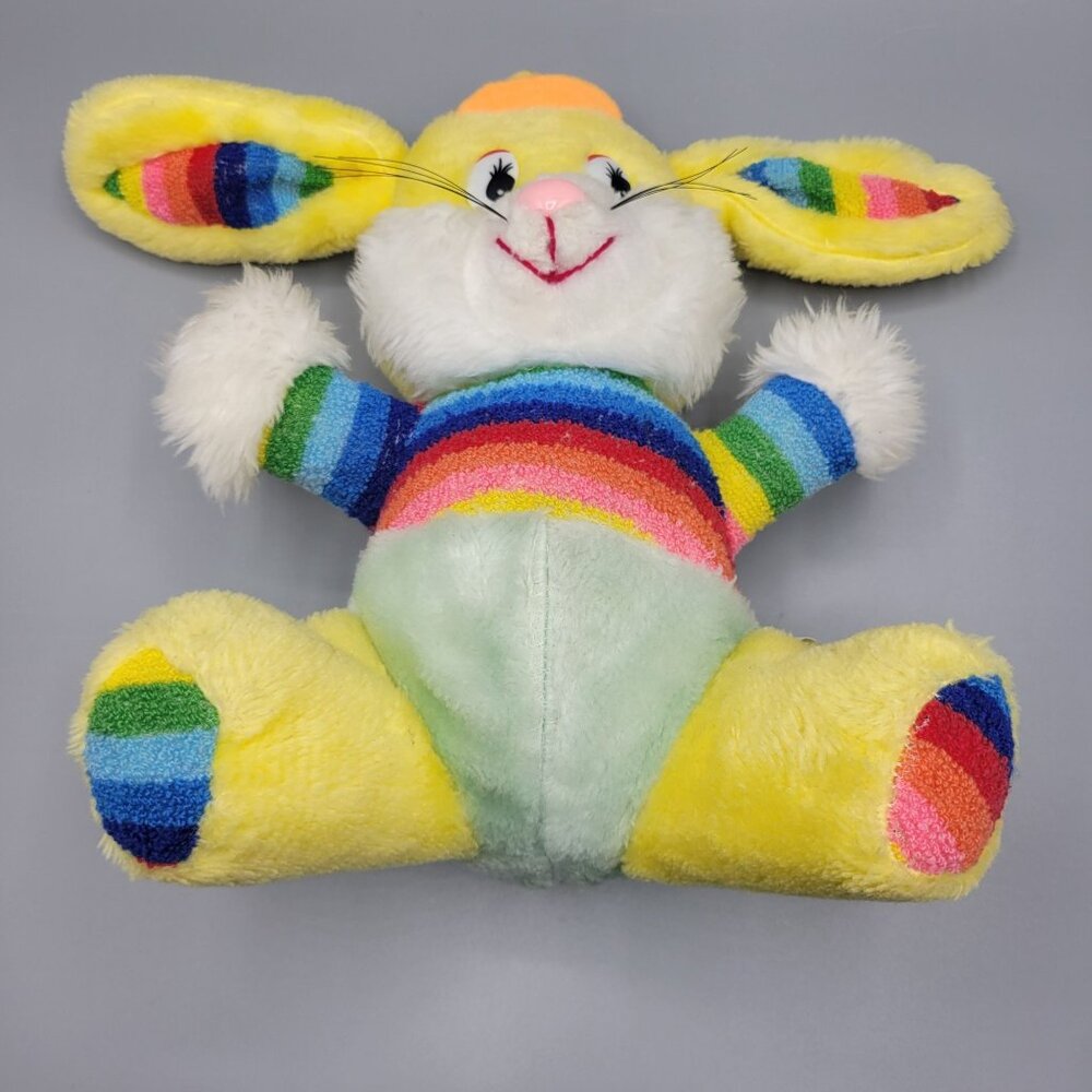 Vtg Scottie Toys Easter Rainbow Bunny Plush Stuffed Animal 12" Terry Cloth Belly - Picture 5 of 12